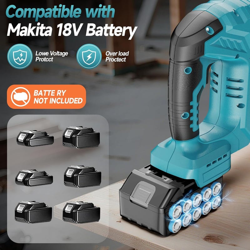 Fledukten Cordless Jigsaw Compatible with Makita 18V Battery, Brushless Motor, 7-Speed Variable Control, 3200 RPM, 800W Power, Guide Rail, 0–45° Bevel, LED Light, 6 Blades (Tool Only) - Image 3